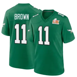 Men's A.J. Brown Philadelphia Eagles No.11 Game Kelly Alternate Super Bowl LIX Jersey - Green