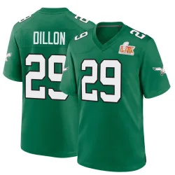 Men's AJ Dillon Philadelphia Eagles No.29 Game Kelly Alternate Super Bowl LIX Jersey - Green