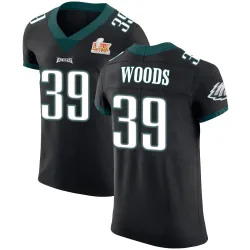 Men's A.J. Woods Philadelphia Eagles No.39 Elite Alternate Vapor Untouchable Super Bowl LIX Jersey - Black