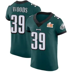 Men's A.J. Woods Philadelphia Eagles No.39 Elite Midnight Team Color Vapor Untouchable Super Bowl LIX Jersey - Green