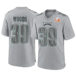 Men's A.J. Woods Philadelphia Eagles No.39 Game Atmosphere Fashion Super Bowl LIX Jersey - Gray