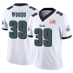 Men's A.J. Woods Philadelphia Eagles No.39 Limited Vapor F.U.S.E. Super Bowl LIX Jersey - White