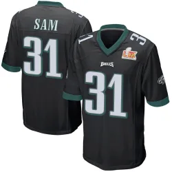 Men's Andre' Sam Philadelphia Eagles No.31 Game Alternate Super Bowl LIX Jersey - Black