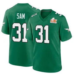 Men's Andre' Sam Philadelphia Eagles No.31 Game Kelly Alternate Super Bowl LIX Jersey - Green