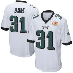 Men's Andre' Sam Philadelphia Eagles No.31 Game Super Bowl LIX Jersey - White
