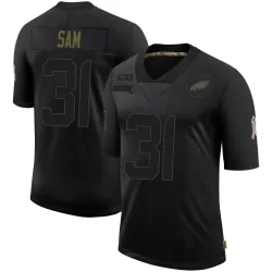 Men's Andre' Sam Philadelphia Eagles No.31 Limited 2020 Salute To Service Jersey - Black