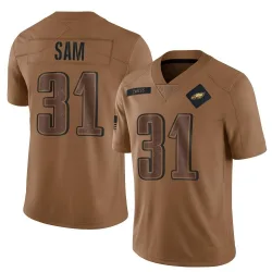 Men's Andre' Sam Philadelphia Eagles No.31 Limited 2023 Salute To Service Jersey - Brown