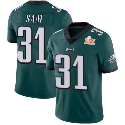 Men's Andre' Sam Philadelphia Eagles No.31 Limited Midnight Team Color Vapor Untouchable Super Bowl LIX Jersey - Green