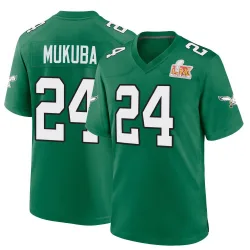 Men's Andrew Mukuba Philadelphia Eagles No.24 Game Kelly Alternate Super Bowl LIX Jersey - Green