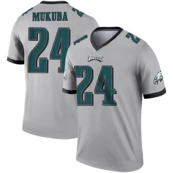 Men's Andrew Mukuba Philadelphia Eagles No.24 Legend Silver Inverted Jersey