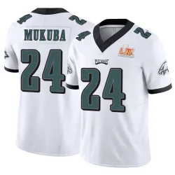Men's Andrew Mukuba Philadelphia Eagles No.24 Limited Vapor F.U.S.E. Super Bowl LIX Jersey - White