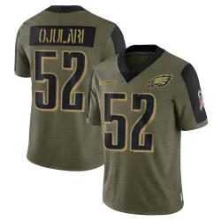Men's Azeez Ojulari Philadelphia Eagles No.52 Limited 2021 Salute To Service Jersey - Olive