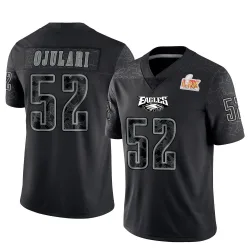 Men's Azeez Ojulari Philadelphia Eagles No.52 Limited Reflective Super Bowl LIX Jersey - Black