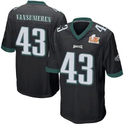 Men's Ben VanSumeren Philadelphia Eagles No.43 Game Alternate Super Bowl LIX Jersey - Black