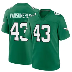Men's Ben VanSumeren Philadelphia Eagles No.43 Game Kelly Alternate Jersey - Green