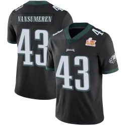 Men's Ben VanSumeren Philadelphia Eagles No.43 Limited Alternate Vapor Untouchable Super Bowl LIX Jersey - Black