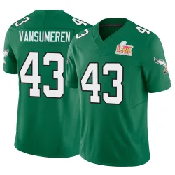 Men's Ben VanSumeren Philadelphia Eagles No.43 Limited Kelly Alternate Vapor F.U.S.E. Super Bowl LIX Jersey - Green