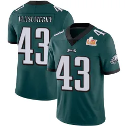 Men's Ben VanSumeren Philadelphia Eagles No.43 Limited Midnight Team Color Vapor Untouchable Super Bowl LIX Jersey - Green