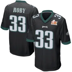 Men's Bradley Roby Philadelphia Eagles No.33 Game Alternate Super Bowl LIX Jersey - Black