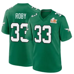 Men's Bradley Roby Philadelphia Eagles No.33 Game Kelly Alternate Super Bowl LIX Jersey - Green