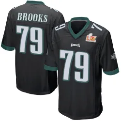 Men's Brandon Brooks Philadelphia Eagles No.79 Game Alternate Super Bowl LIX Jersey - Black