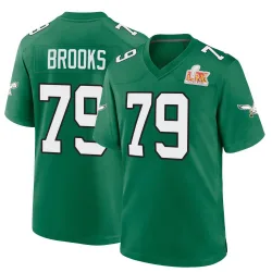 Men's Brandon Brooks Philadelphia Eagles No.79 Game Kelly Alternate Super Bowl LIX Jersey - Green