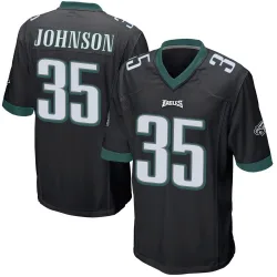 Men's Brandon Johnson Philadelphia Eagles No.35 Game Alternate Jersey - Black