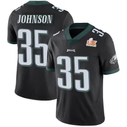 Men's Brandon Johnson Philadelphia Eagles No.35 Limited Alternate Vapor Untouchable Super Bowl LIX Jersey - Black