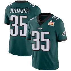 Men's Brandon Johnson Philadelphia Eagles No.35 Limited Midnight Team Color Vapor Untouchable Super Bowl LIX Jersey - Green