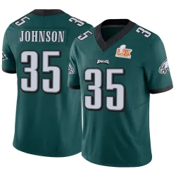 Men's Brandon Johnson Philadelphia Eagles No.35 Limited Vapor F.U.S.E. Super Bowl LIX Jersey - Green