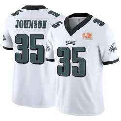 Men's Brandon Johnson Philadelphia Eagles No.35 Limited Vapor F.U.S.E. Super Bowl LIX Jersey - White