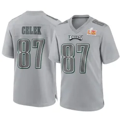 Men's Brent Celek Philadelphia Eagles No.87 Game Atmosphere Fashion Super Bowl LIX Jersey - Gray