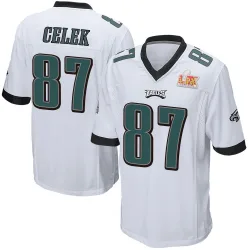 Men's Brent Celek Philadelphia Eagles No.87 Game Super Bowl LIX Jersey - White