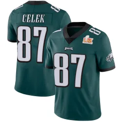 Men's Brent Celek Philadelphia Eagles No.87 Limited Midnight Team Color Vapor Untouchable Super Bowl LIX Jersey - Green