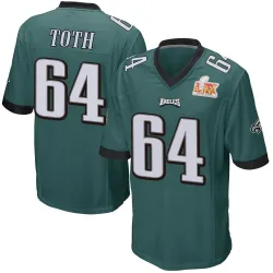 Men's Brett Toth Philadelphia Eagles No.64 Game Team Color Super Bowl LIX Jersey - Green
