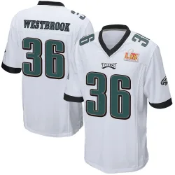 Men's Brian Westbrook Philadelphia Eagles No.36 Game Super Bowl LIX Jersey - White