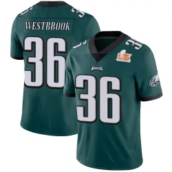 Men's Brian Westbrook Philadelphia Eagles No.36 Limited Midnight Team Color Vapor Untouchable Super Bowl LIX Jersey - Green