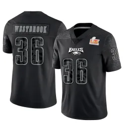 Men's Brian Westbrook Philadelphia Eagles No.36 Limited Reflective Super Bowl LIX Jersey - Black