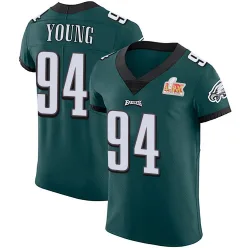 Men's Byron Young Philadelphia Eagles No.94 Elite Midnight Team Color Vapor Untouchable Super Bowl LIX Jersey - Green