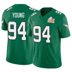 Men's Byron Young Philadelphia Eagles No.94 Limited Kelly Alternate Vapor F.U.S.E. Super Bowl LIX Jersey - Green