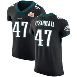 Men's C.J. Uzomah Philadelphia Eagles No.47 Elite Alternate Vapor Untouchable Super Bowl LIX Jersey - Black