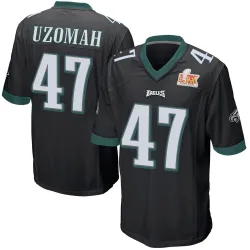 Men's C.J. Uzomah Philadelphia Eagles No.47 Game Alternate Super Bowl LIX Jersey - Black