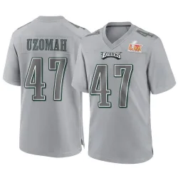 Men's C.J. Uzomah Philadelphia Eagles No.47 Game Atmosphere Fashion Super Bowl LIX Jersey - Gray