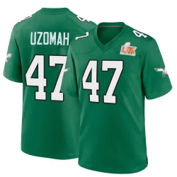 Men's C.J. Uzomah Philadelphia Eagles No.47 Game Kelly Alternate Super Bowl LIX Jersey - Green