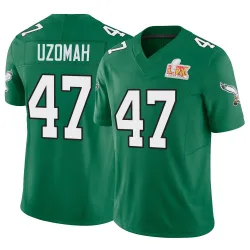 Men's C.J. Uzomah Philadelphia Eagles No.47 Limited Kelly Alternate Vapor F.U.S.E. Super Bowl LIX Jersey - Green