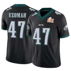 Men's C.J. Uzomah Philadelphia Eagles No.47 Limited Vapor F.U.S.E. Super Bowl LIX Jersey - Black