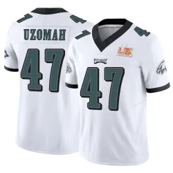 Men's C.J. Uzomah Philadelphia Eagles No.47 Limited Vapor F.U.S.E. Super Bowl LIX Jersey - White