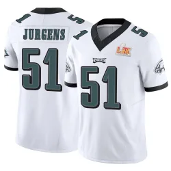 Men's Cam Jurgens Philadelphia Eagles No.51 Limited Vapor F.U.S.E. Super Bowl LIX Jersey - White
