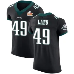 Men's Cameron Latu Philadelphia Eagles No.49 Elite Alternate Vapor Untouchable Super Bowl LIX Jersey - Black