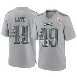 Men's Cameron Latu Philadelphia Eagles No.49 Game Atmosphere Fashion Super Bowl LIX Jersey - Gray